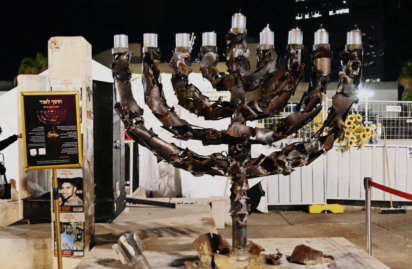 Israel Update: December 29 (day 450) 7 - The Crossover Project rocket frag chanukkiah - The Crossover Project